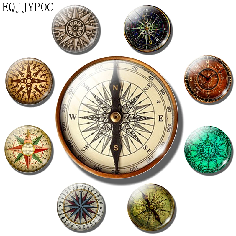 Magnes na lodówkę Steampunk Kompas 30 MM, Archeologia, Szklane magnesy na lodówkę, Tablica do wiadomości, Naklejka na lodówkę, Dekoracja domu, Prezenty