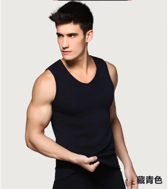 Fcare Men's warm thick velvet vest men thermal underwear for men close round neck T-shirt warm coat primer