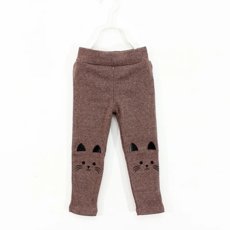 2015 جديد الخريف الأطفال السراويل 100% القطن القط الصغير الكرتون ملصقات القماش نمط الفتيات طماق 3-8 سنوات