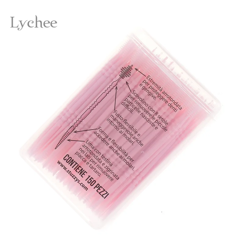 Lychee Life 150pcs/Pack Random Color Portable Plastic Toothpick Oral Dental Picks Eco-Friendly Tooth Pick