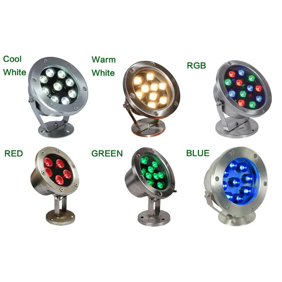 Imagem -02 - Rgb Led Spot de Luz para Aquário Subaquático Vermelho Verde Azul Vermelho 12v 6w 12w 18w 24w 30w 36w Ip68