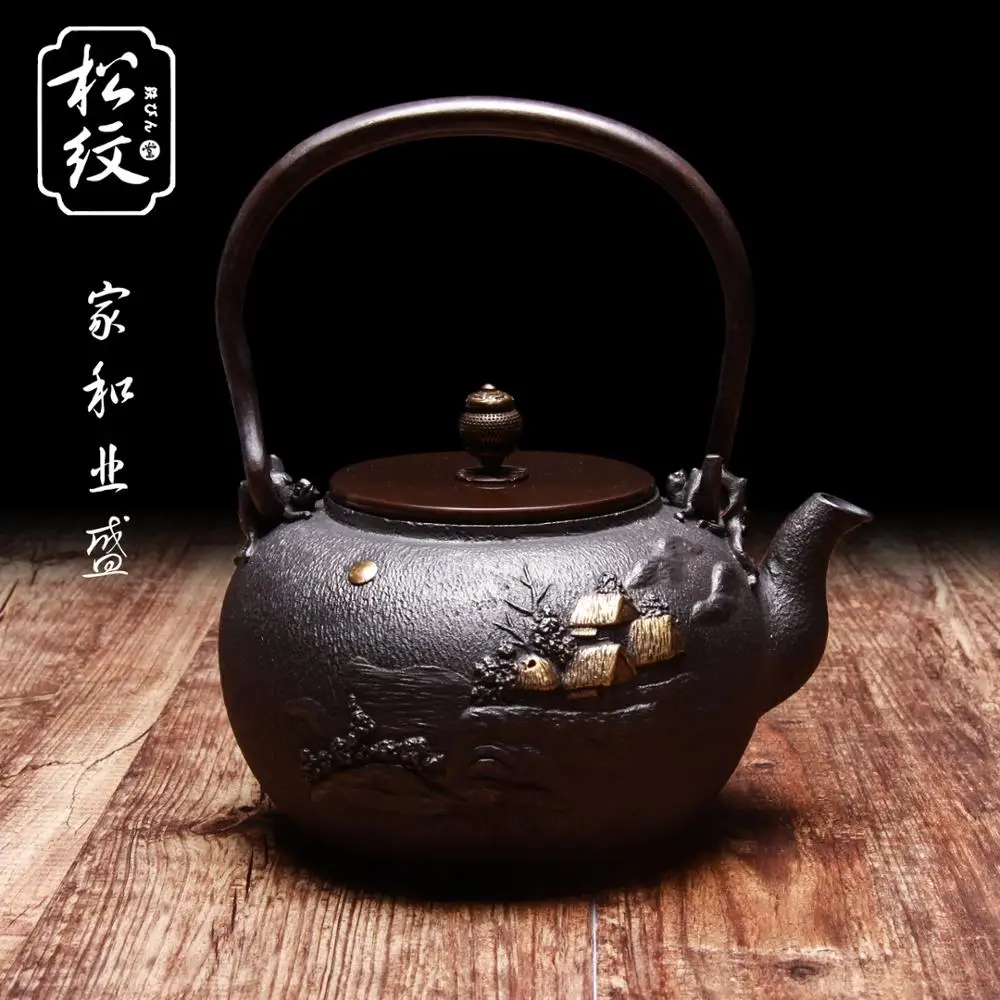 

Japanese Cast Iron Teapot Tea Pot Set Tetsubin Kettle Drinkware 1300ml Kung Fu Infusers Cooking Kitchen Tools