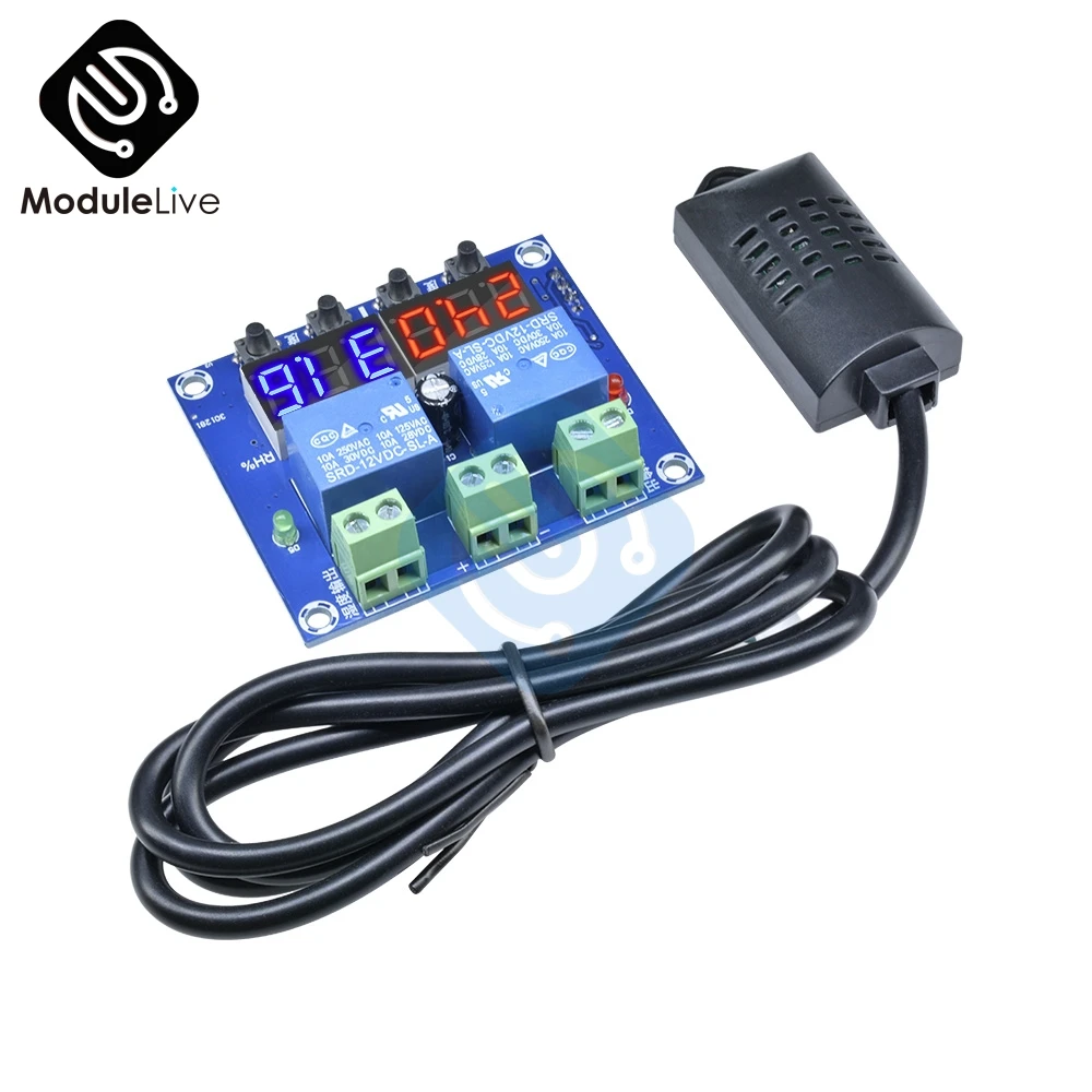 XH-M452 High Precision DC 12V 10A Digital LED Dual Output Temperature and Humidity Controller Module with SHT20 Sensor