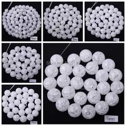 Cracked Round White Crystal Quartzs 4/6/8/10/12/14/16/18/20mm Loose Beads Strand 15