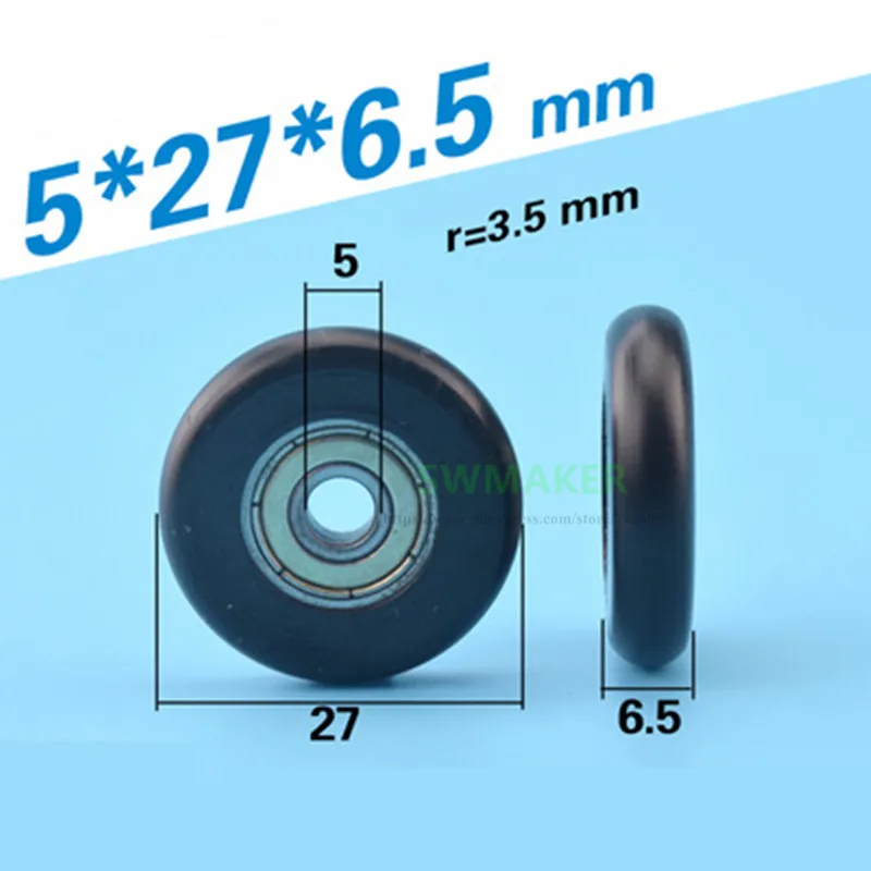 1pcs 5x27x6.5mm 5*27*6.5mm R type POM pulley plastic small wheel nylon 625zz bearing doors and Windows pulley