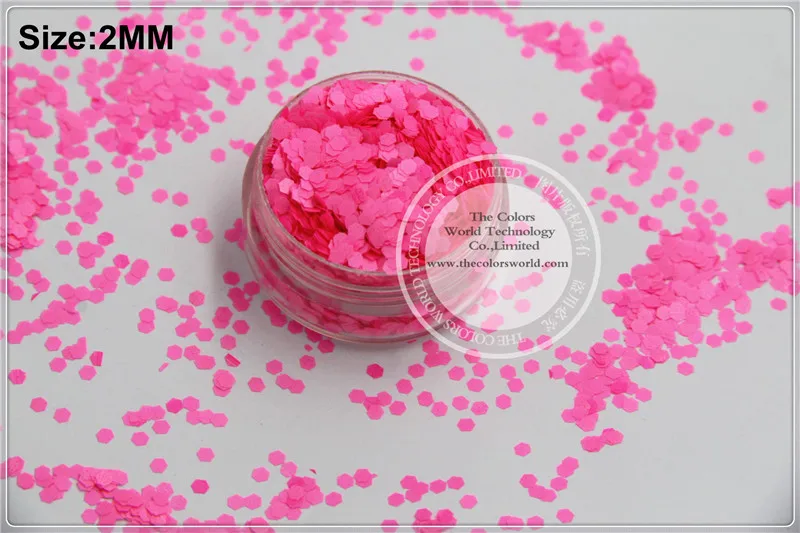 

TCF502 Neon Shocking Pink Colors 2.0mm size solvent resistant glitter for nail Art nail Polish or other DIY decoration