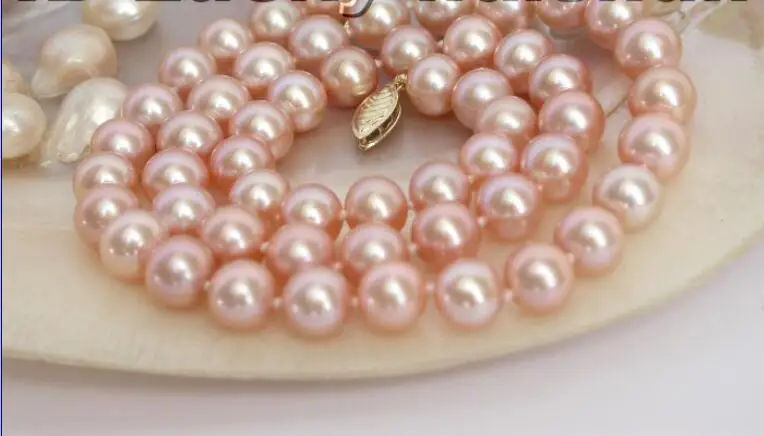 Hot sale new Style AAAA 7mm GENUINE AKOYA PINK SEA WATER PEARL NECKLACE fine jewelry j5534