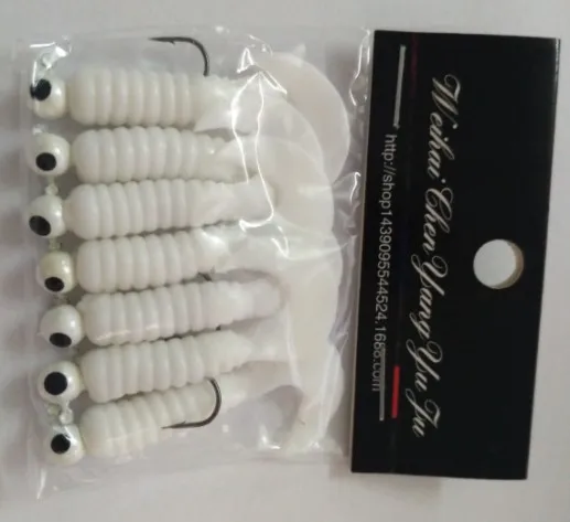 Fishing Lure Soft Bait 1.75g 3.5g  Jig Head Worm Barbed Hooks 6-7 Pieces/Bag Fish Bait Jigs Artificial Lures