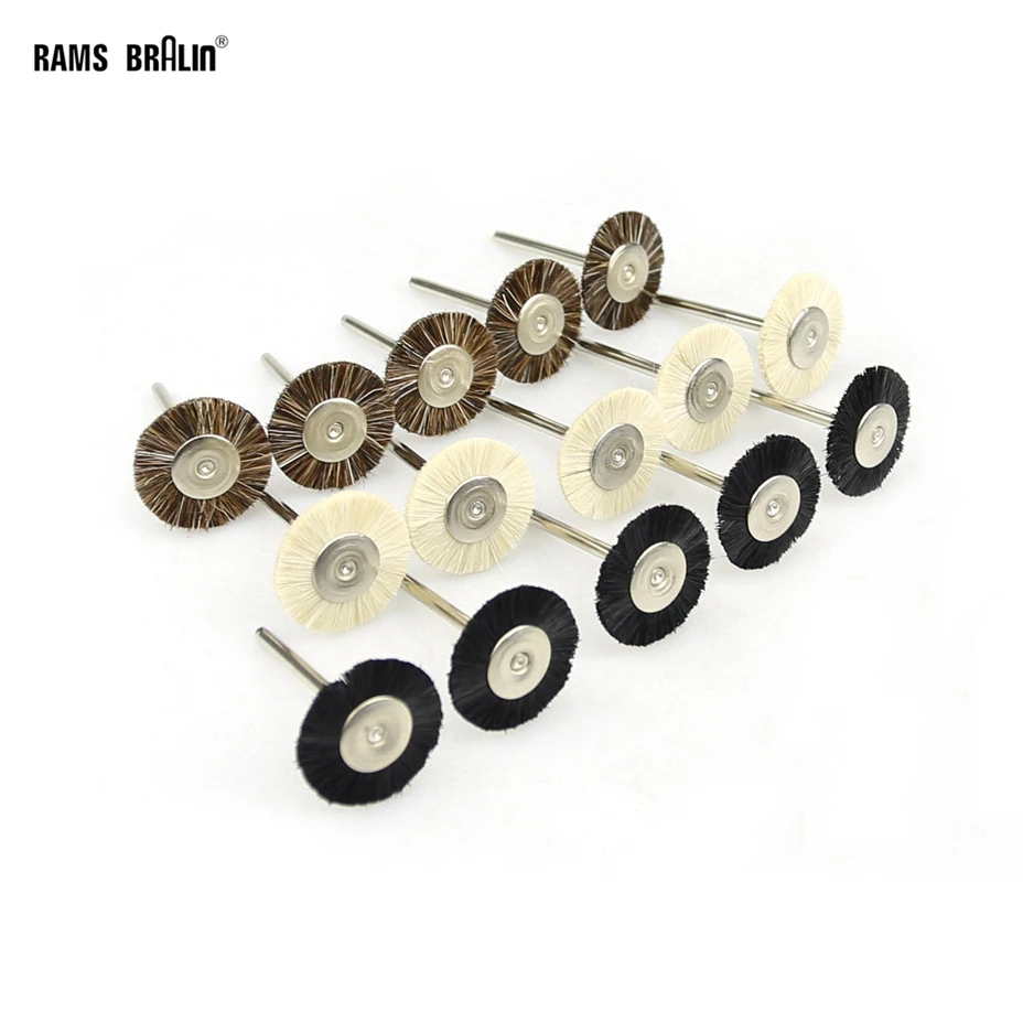 100 pcs T-shaped Mini Fur Buffing Brushes OD25mm * 3mm shank for Die Grinder