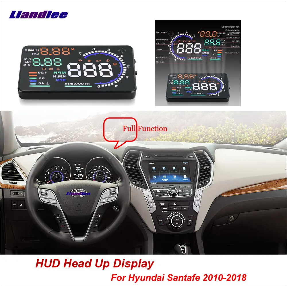 

Car HUD Head Up Display For Hyundai Santafe 2010-2018 Digital Speedometer Fuel Consumption Projector Screen Detector