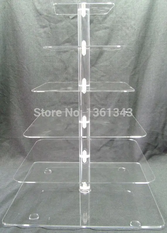 

Sable Cheapest !Square Clear 6 Tier Acrylic Wedding Cake Stand Cupcake Display Stand For Birthday Party decoration