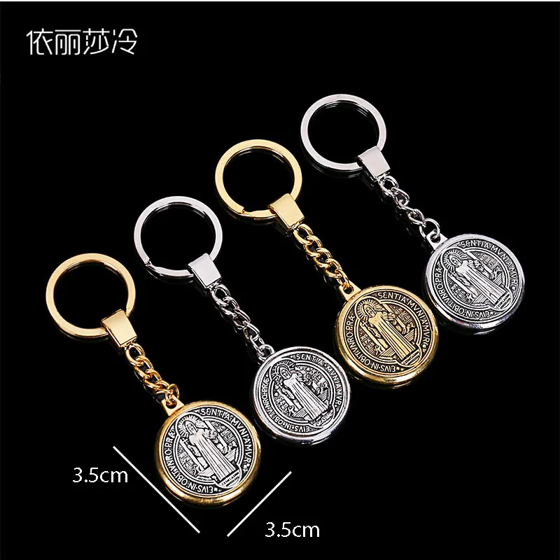 3 Popular Miracles Saint Benedict Medal Pendant Keychain Ring Jewelry Keychain Car Keyring Jesus Religious Keychain Gift.3.5X3.5
