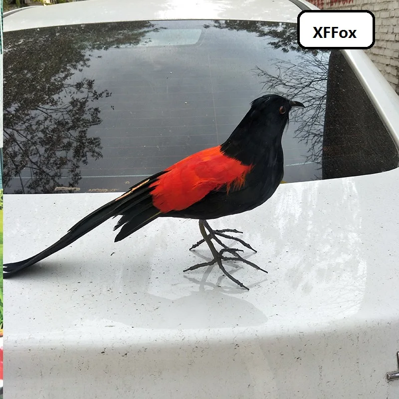 new simulation orange-red&black bird model foam&feathers cute bird gift about 30cm xf0523