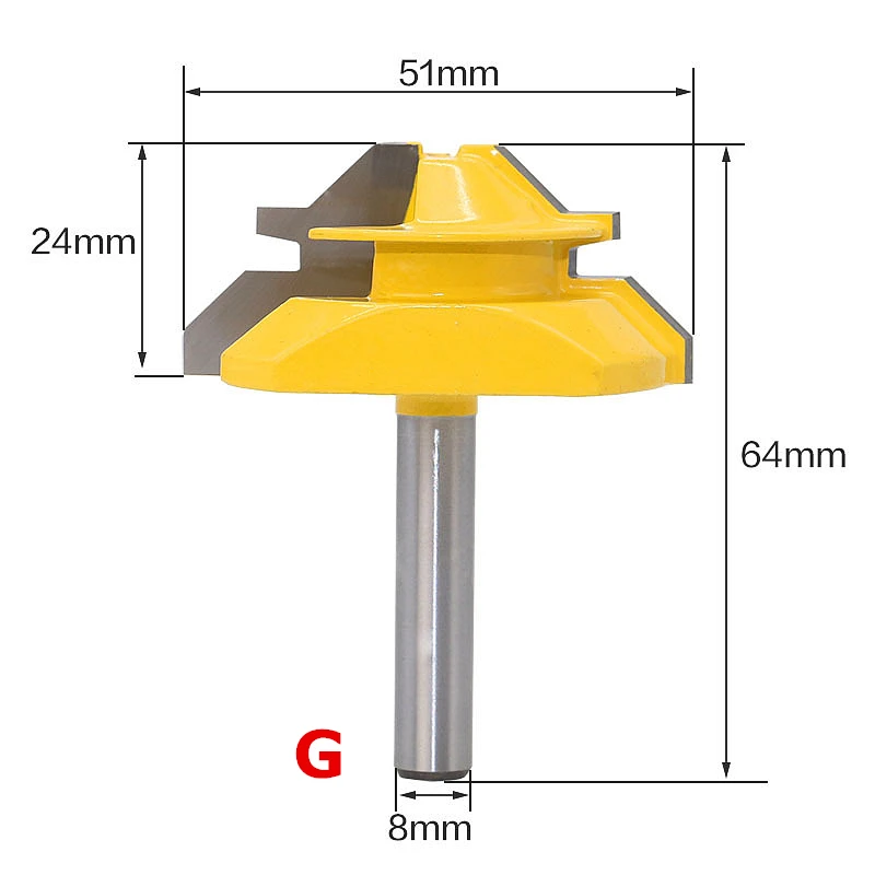 45 Degree Lock Miter Router Bit 6.35mm/8mm/12.7mm Shank Wood Tenon Milling Cutters For MDF Plywood Carpenter Woodworking Tools