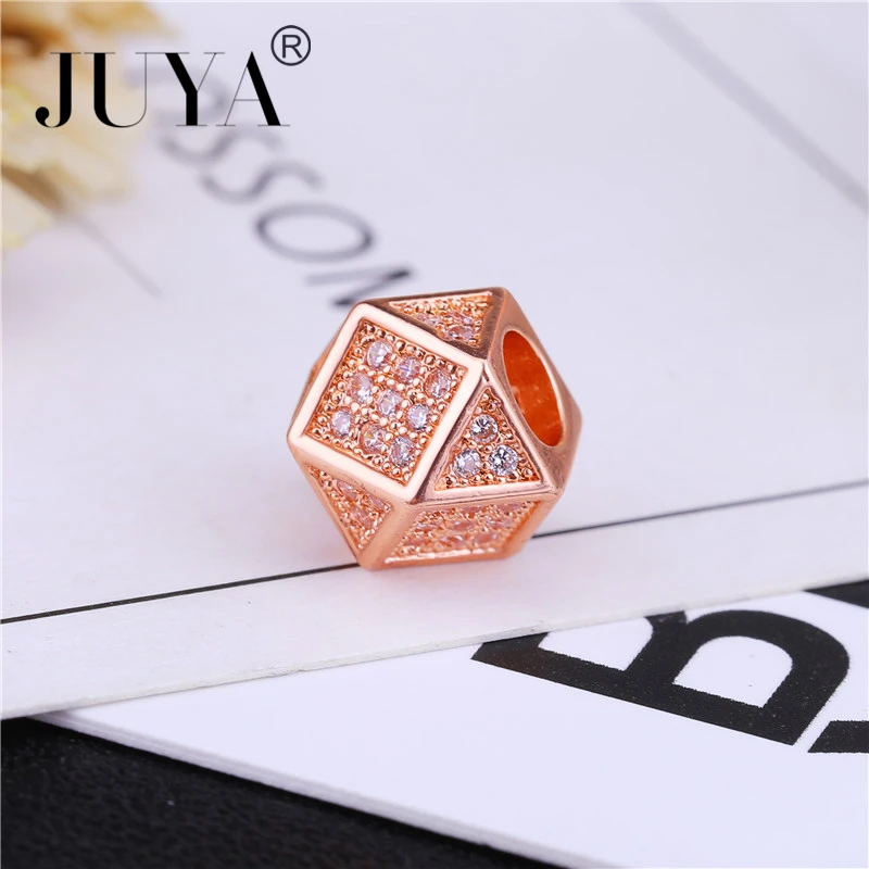 Jewelry Beads For DIY Bracelets Necklaces Accessories Findings High Quality Copper Metal Inaly Zircon Rhinestone Geometric beads