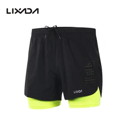 Pantaloncini da corsa da uomo Lixada 2 in 1 asciugatura rapida uomo allenamento sportivo esercizio Jogging pantaloni da ciclismo con fodera più lunga