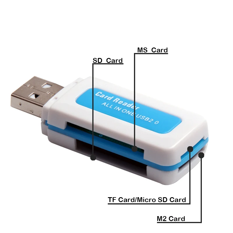 SR Jade Card Reader USB Four in One Card Reader, suitable for M2 SD SDHC DV Micro SD TF Card Slot