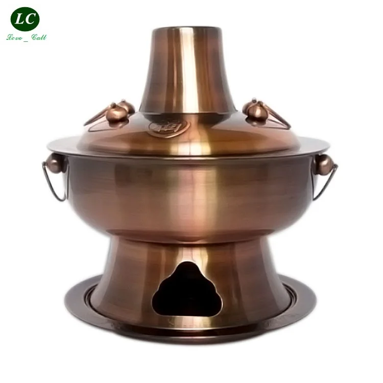 

Thickening 32cm stainless steel hot pot plated purple copper carbon hot pot furnace charcoal pot furnace old fashioned hot pot