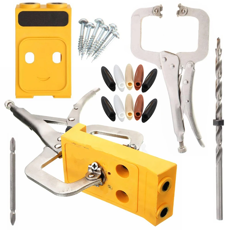 

Pocket Hole Drill Jig Slant Hole Jig Locator Guide Kit Woodworking Tool Portable