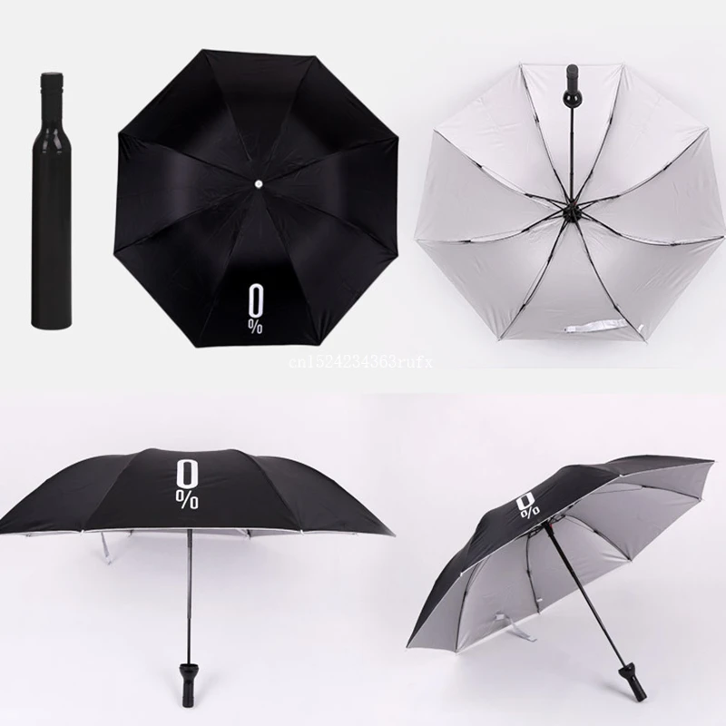 50pcs Wine Bottle Umbrella 3 Folding Sun-rain UV Mini Umbrella For Women Men Rain Gear Umbrella Gifts