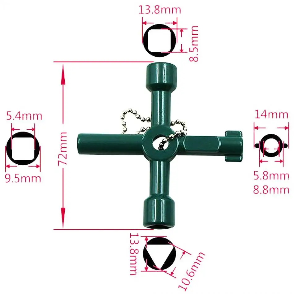 Universal Cross Key 4 In 1  Multi-function Triangle Key Plumber Keys Triangle For Gas Electric Meter Cabinets Bleed Radiators