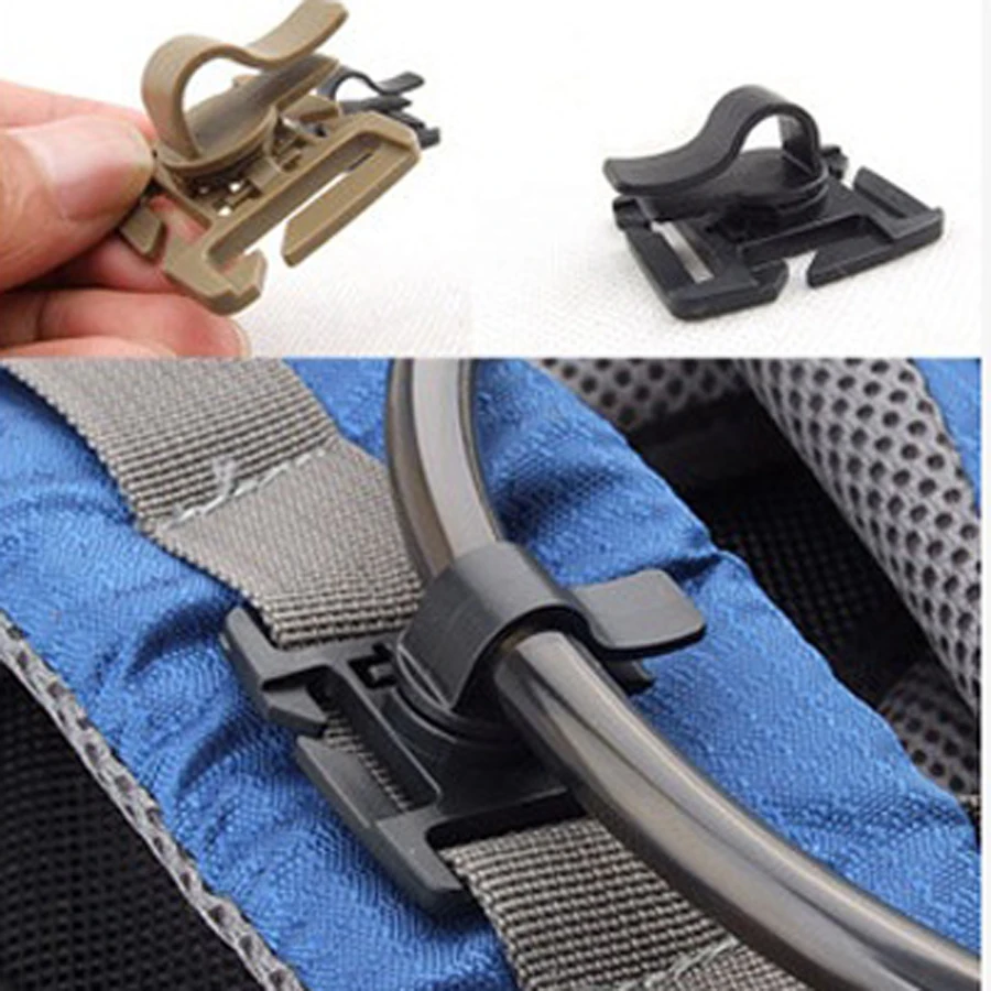 Outdoor Camping Tool Water Tube Webbing Buckle Hose Clamp Fixed Rotation Snaps Clip for 25mm Molle Backpack Accessories FW008