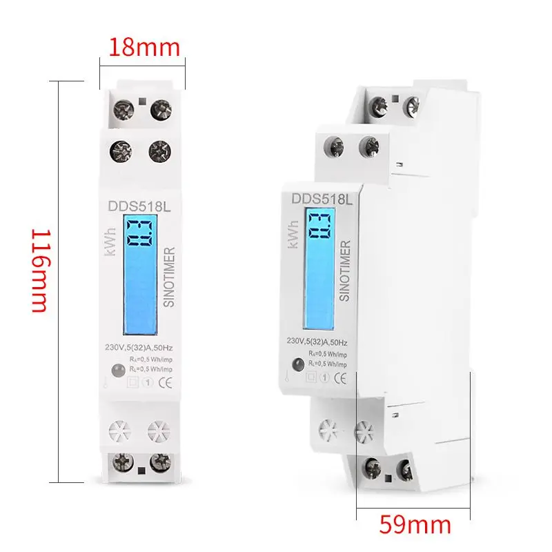 Single Phase LCD Backlit Wattmeter Power Consumption Watt Energy Meter kWh AC 5-32A 230V 50Hz 110V 60Hz Electric Din Rail Mount