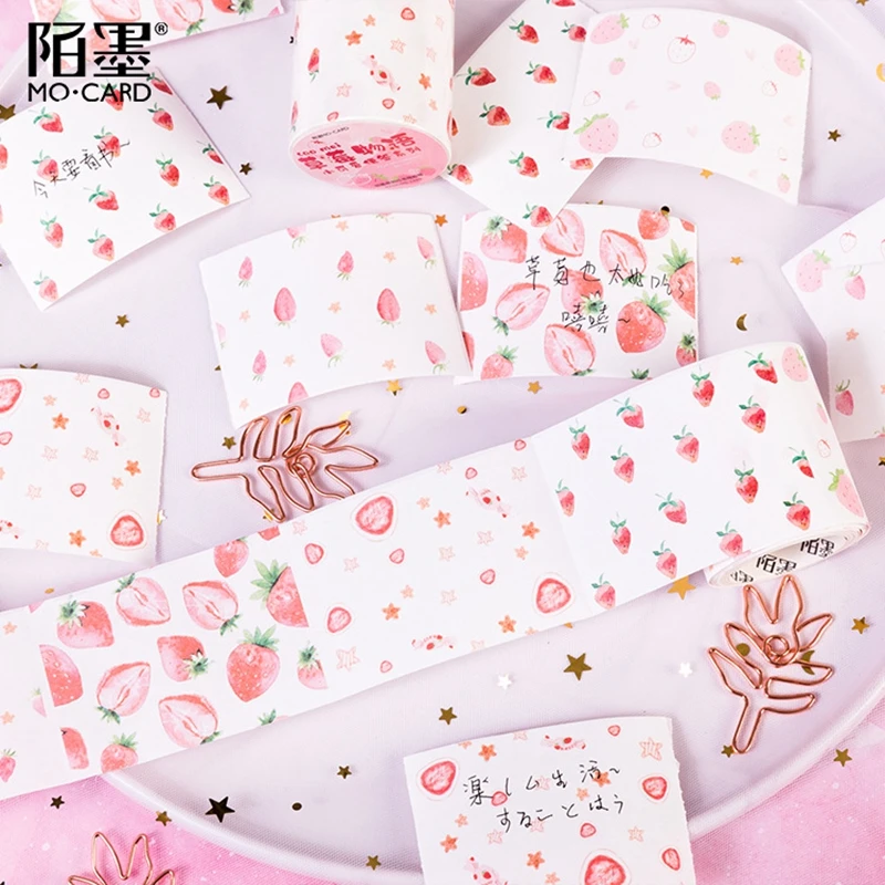 Kawaii Cat Strawberry Washi Tape DIY Memo Pad Handbook Decorative Paper Masking Tape Japanese Stationery School Supplies