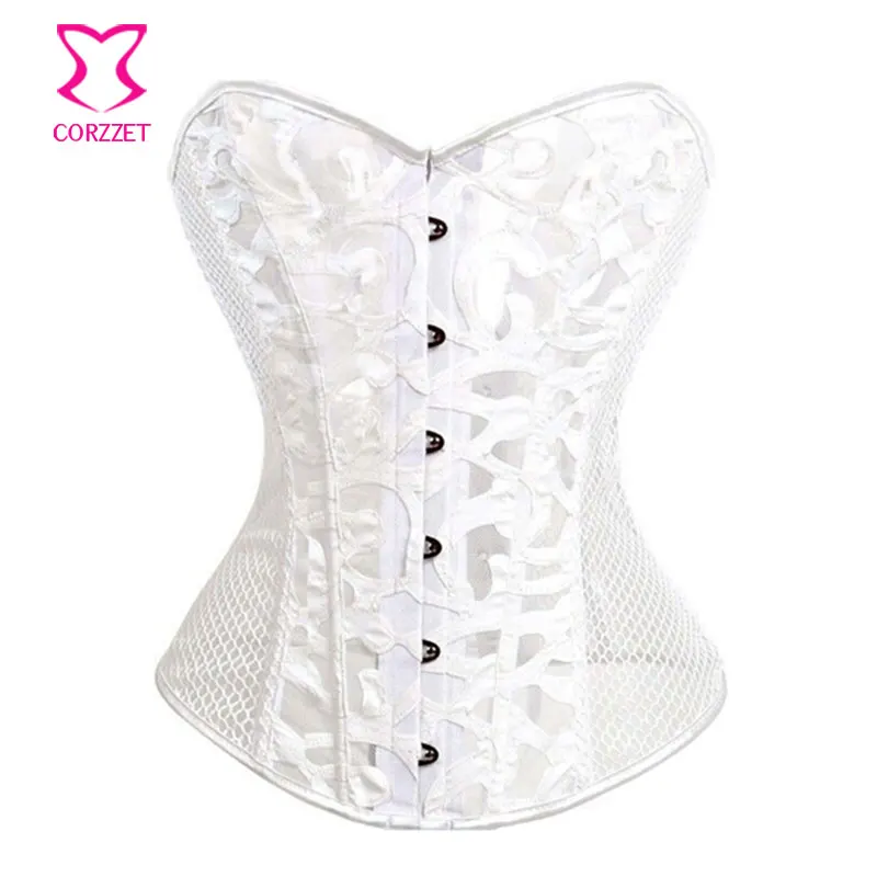 Wholesale Black White Sexy Women Bustier Top Breathable Slim Body Shaper Mesh Overbust Steampunk Corset Lingerie Plus Size 6XL