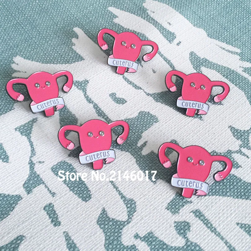 10pcs Wholesale 1'' High Cuterus Soft Enamel Pin Uterus Feminist Badge Lapel Pins and Brooch Women Gift Metal Craft