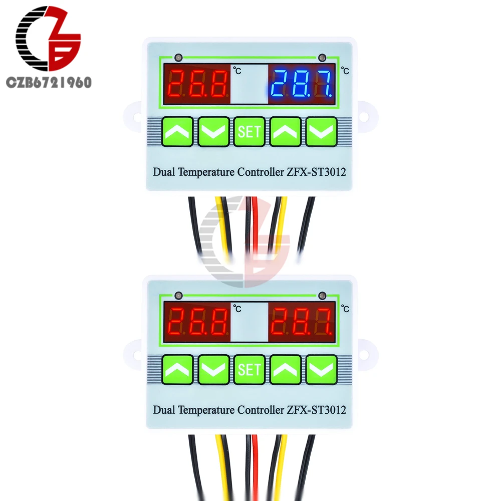 2CH Dual Output Display LED Digital Thermostat Temperature Controller Regulator 110V 220V 12V Incubator Thermometer Controller