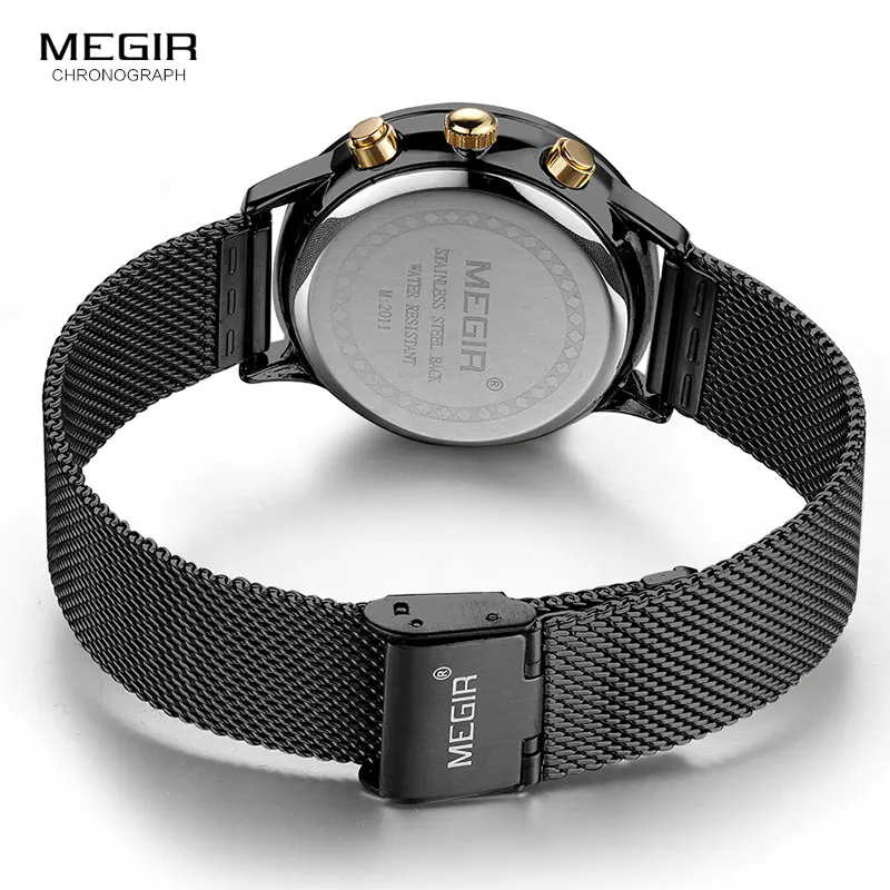 MEGIR Women\'s Chronograph Steel Quartz Watches Fashion Waterproof Luminous 24-hour Analogue Wristwatch for Woman Lady 2011L-1N3