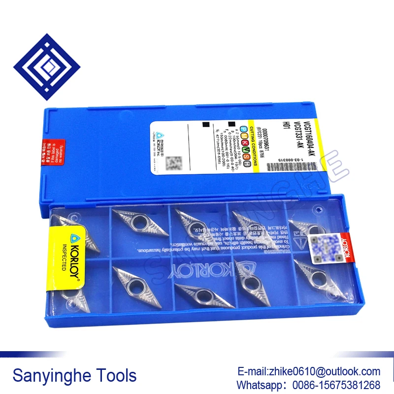 50pcs/lots VCGT160402-AK HO1 / VCGT160404-AK HO1 / VCGT160408-AK HO1 cnc carbide turning  inserts