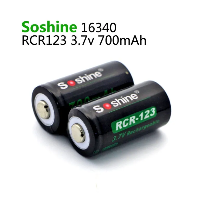 2PCS/Pack Soshine RCR123 16340 Battery 700mAh 3.7V Rechargeable Lithium Li-ion Battery With Battery Case Storage Box