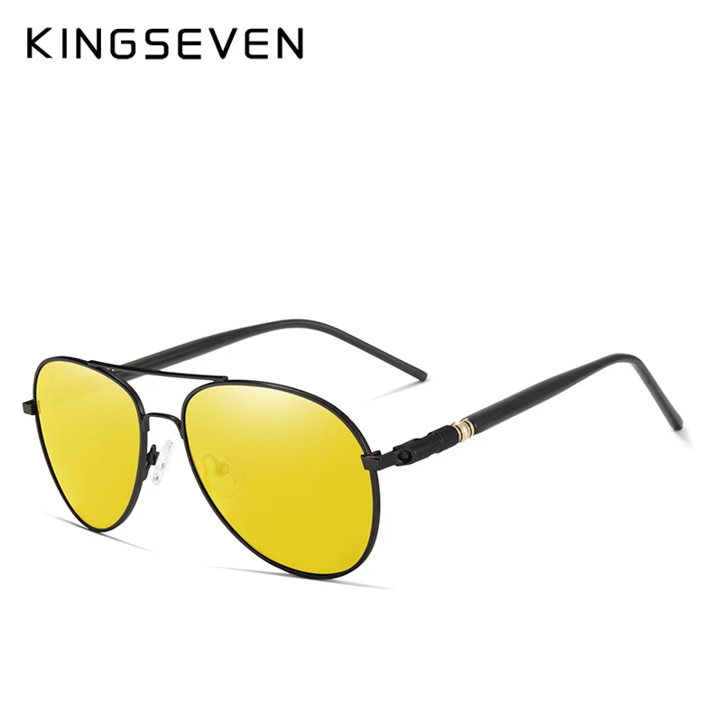 KINGSEVEN Mens HD Night Driving Glasses Polarized Anti-glare Rain Day Night Vision Sunglasses Outdoor yellow lens sunglasses