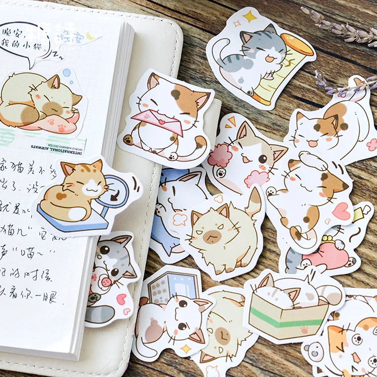 45pcs/pack Little Cat Mini Paper Sticker Decoration Diy Diary Scrapbooking Label Sticker Kawaii Stationery