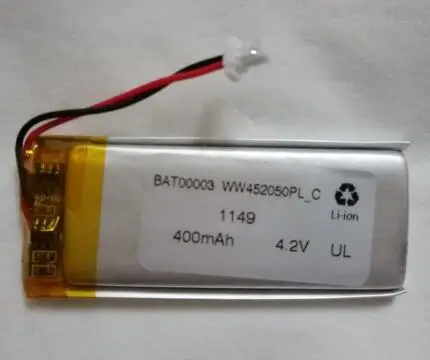 2Pcs/Lot 452050 402050 3.7V-4.2V 400Mah Rechargeable Polymer Lithium Ion Li-po Battery