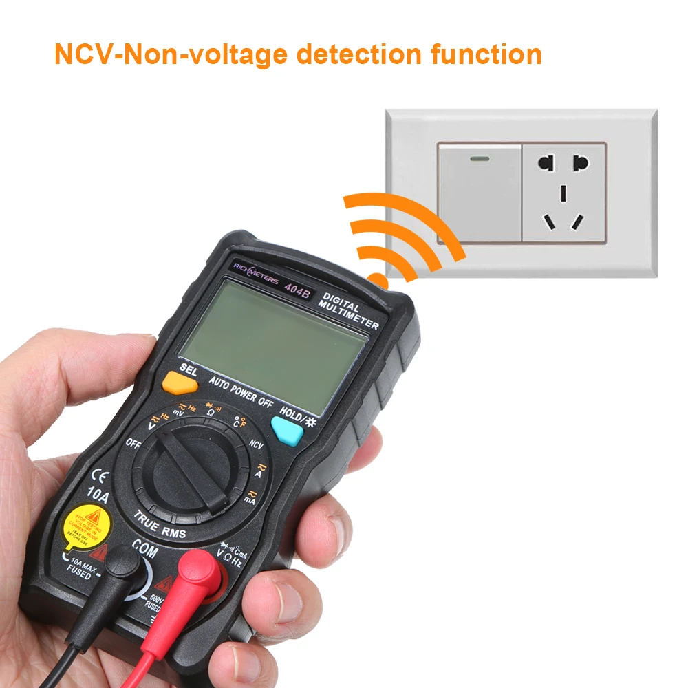 RM404B Digital Multimeter Multi Meter AC/DC Voltage Current Transistor Tester Ammeter Temperature Sensor Test Lead Probe