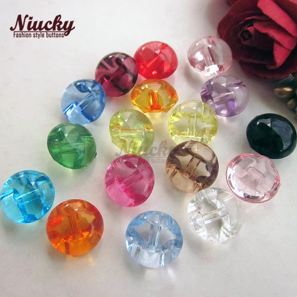 Niucky 12mm Colorful Transparent Half Ball Acrylic Buttons for Sewing Crystal Acrylic Ball Decorative Button Supplies A0301-003