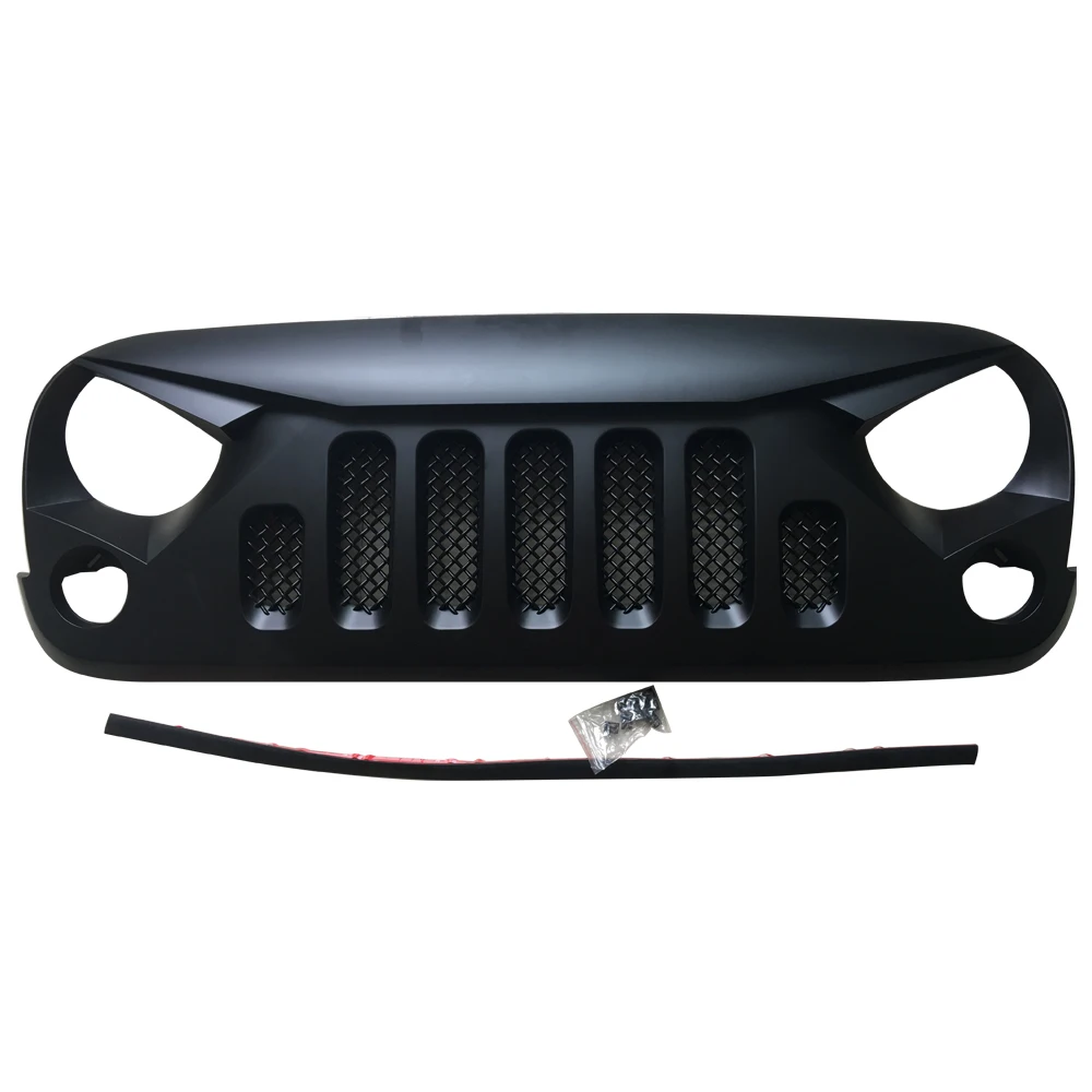 1 PC Front Matte Black Grill with Mesh Insert For Jeep Wrangler Rubicon Sahara Sport JK JKU 2007-2017 J189-5 Free to Russia