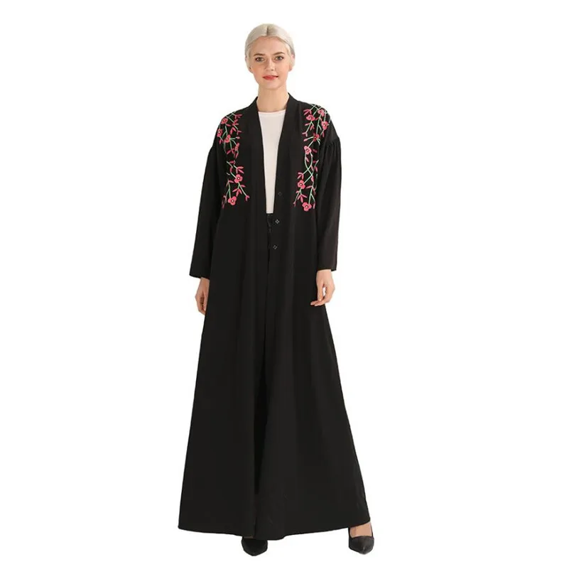 Abaya abierta de Dubái, túnica negra, caftán, Turquía, ropa islámica, vestido musulmán, caftán, Abayas, Eid, Ramadán, Elbise, Giyim, a1122, 2019