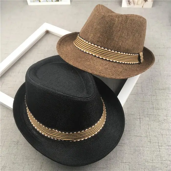 New Straw Cap Baby Hats Children Jazz Cap Bucket Hat Sun Cap Summer Hat For Girls Boys Panama Hat Photography Props