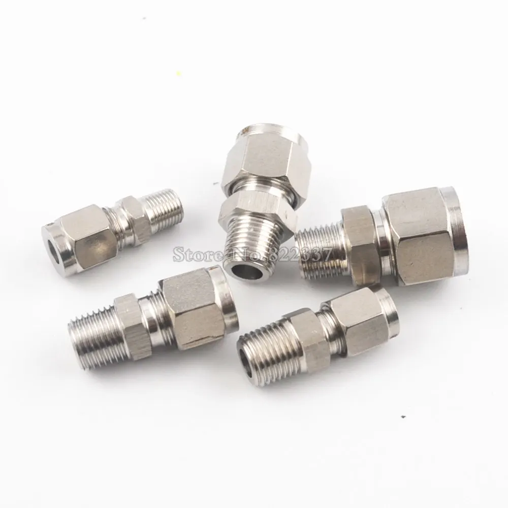 1/8\'\' 1/4\'\' 3/8\'\' 1/2\'\' To 4-12MM Steel Straight Conversion Adapter Fitting DSJ-M,YDF-LOK,LOK-Fittings, Ferrule Connector