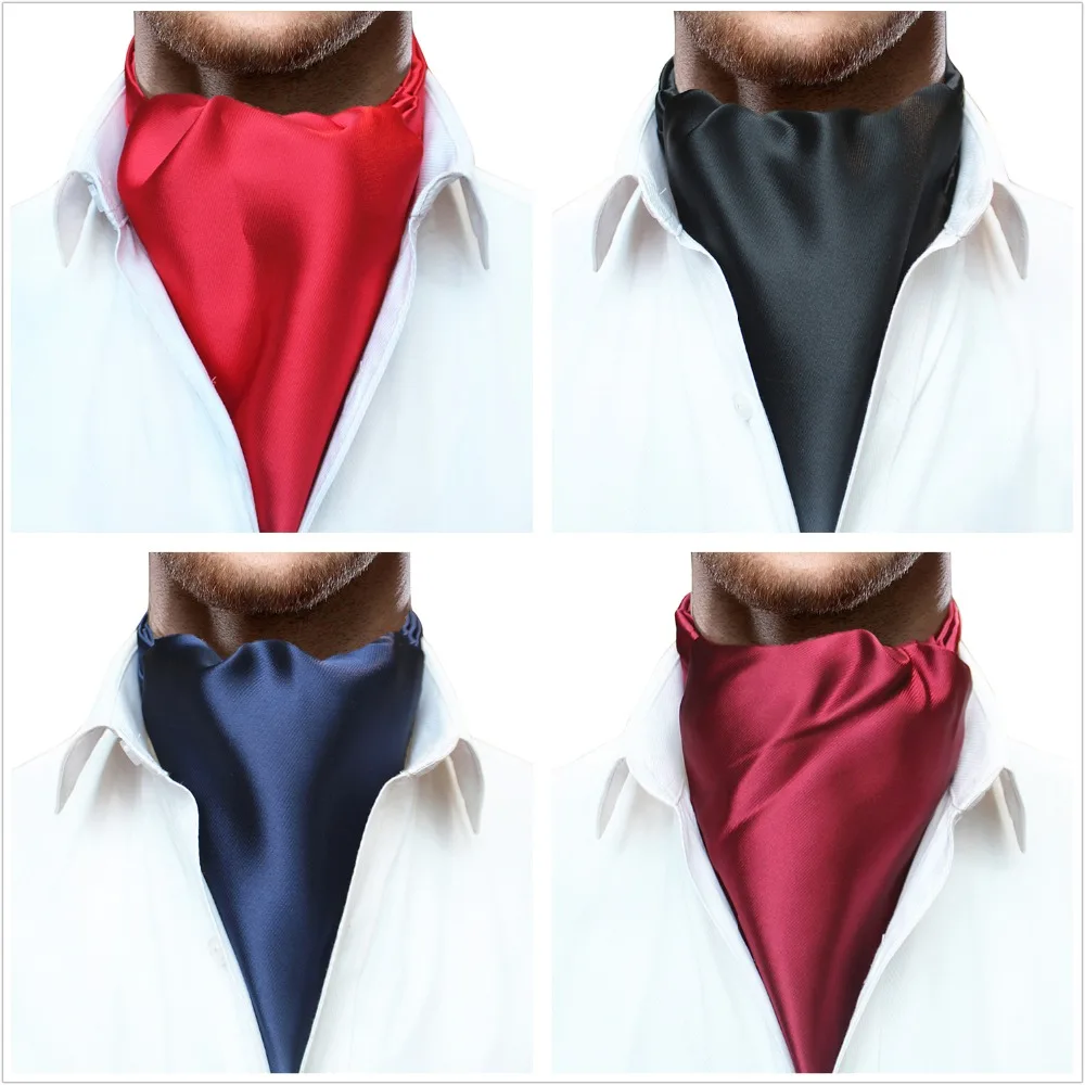 

JEMYGINS Original Ins Selling High Quality Men Slik Plain Colour Soild Ascot Cravat Neck Tie Scarves Accessories