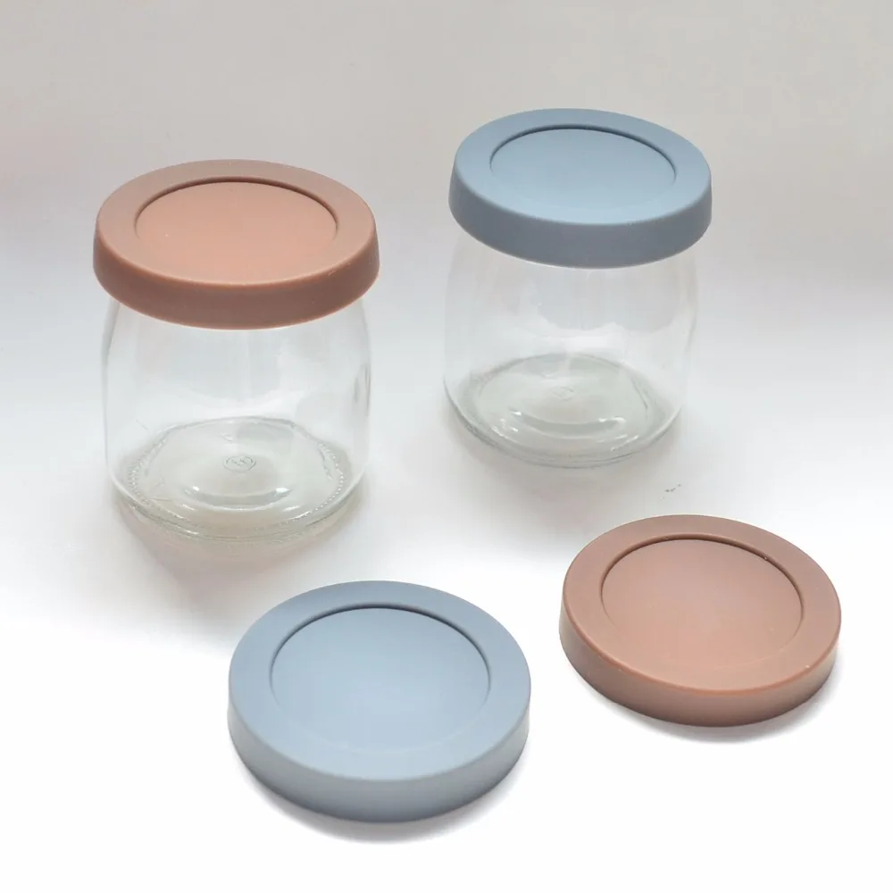 4pcs/lot silicone lids for 200ML Pudding glass bottle ,yoghurt bottles Sealing cap Mini Bottle Jelly Milk Container lids  plumyl