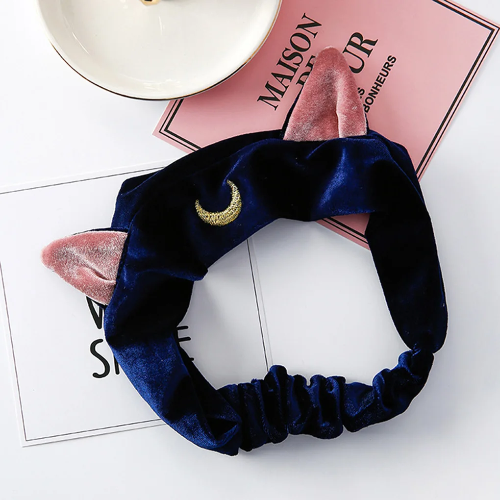 Elastic Hair Band para Mulheres e Meninas, Hairbands dos desenhos animados, Moon Cat Ears Hairbands, Wash Face Makeup Headbands, Nova Moda