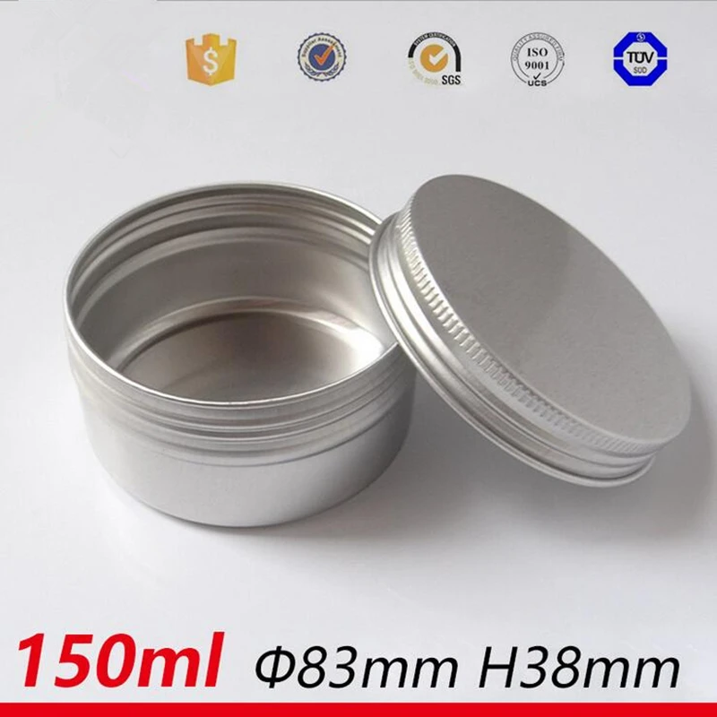 

150g Aluminium Tin Metal Round Empty Cosmetic Jars Containers for Makeup Case 150ml Refillable Packaging Cans 5oz