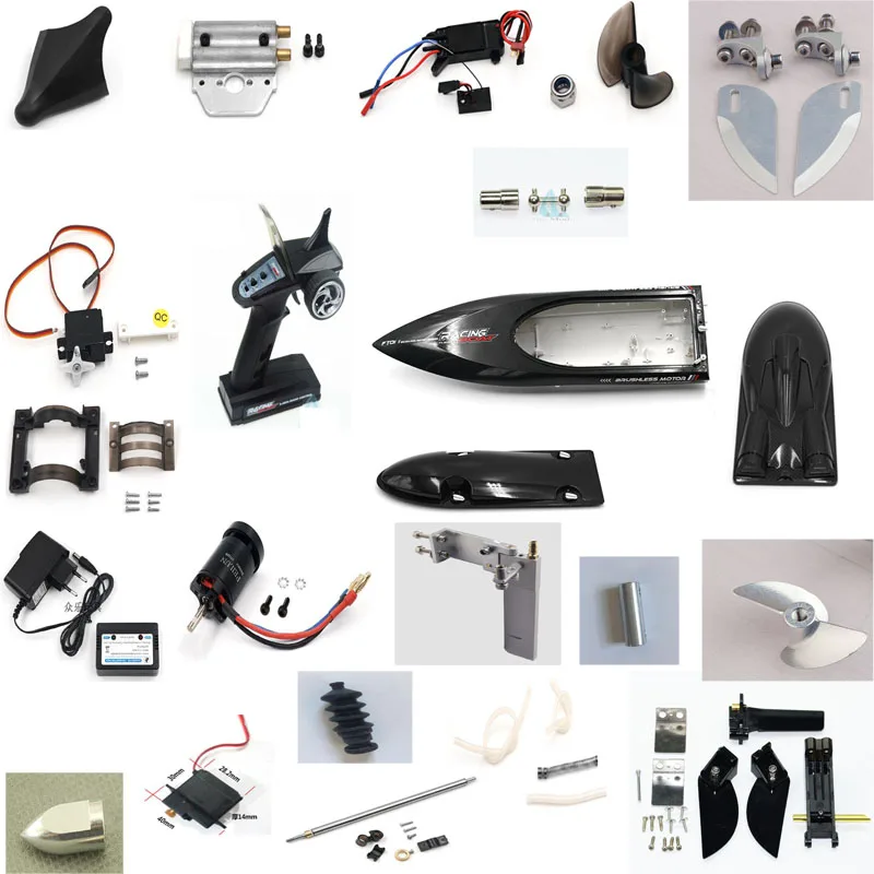 Feilun FT011 RC Boat metal upgrades Parts metal tail rudder propeller Water-cooled parts motor ESC body shell etc.