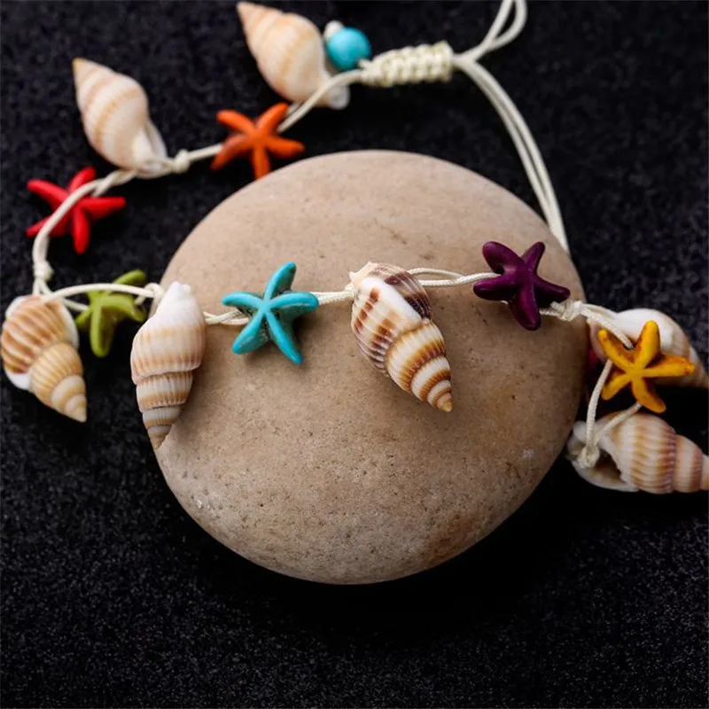 Bohemian Starfish Conch Manually Adjustable Color Bracelet Anklet Fashion Street Shoot Sexy Beach Catwalk Foot Jewelry For Women