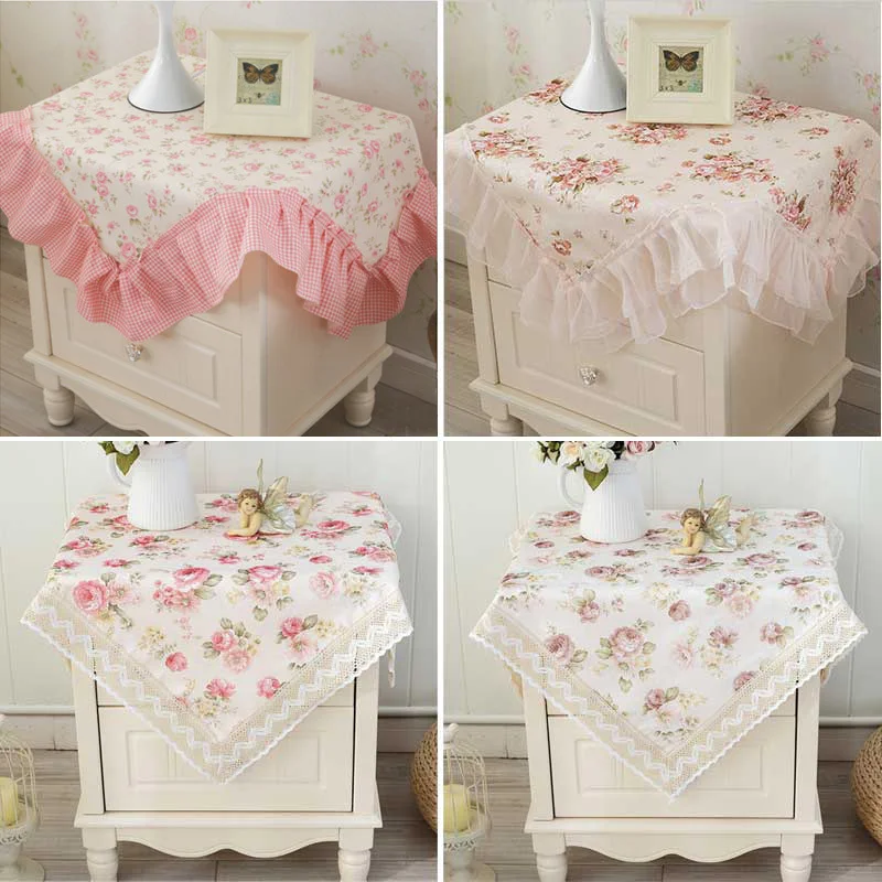 Princess Sophie Pink Lace bedside Table Cloth European Luxury Style Multi-functional Dust-proof Wedding Party Table Cover Towel